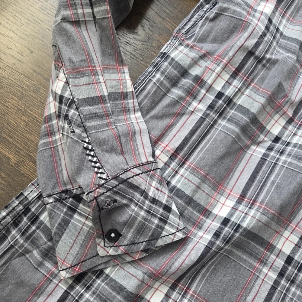 Buckle Black Men's Gray Plaid Shirt Sz.XXL - Picture 4 of 9